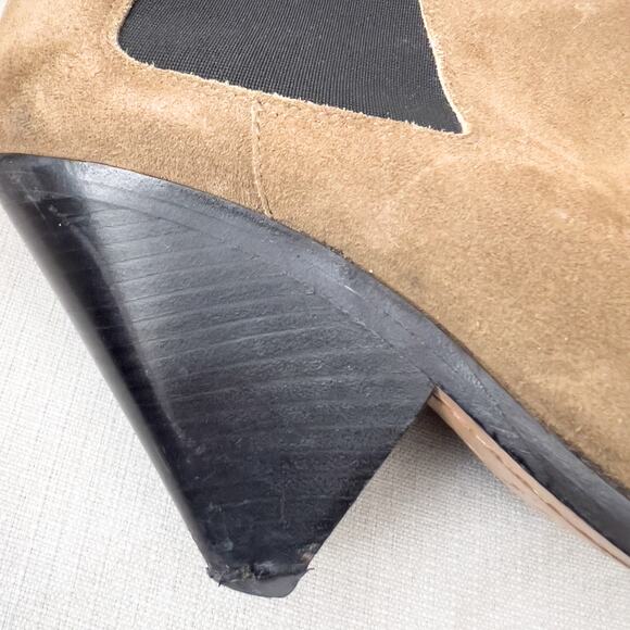 Isabel Marent Boots 38 7.5 Booties Suede Western Metal Toe Lemsey Brown Green - Picture 5 of 11